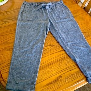 Grey Pocketed Linen Pants with Belt